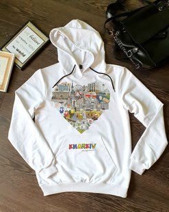 Худі Серце Харкова білий Х6бл2 фото